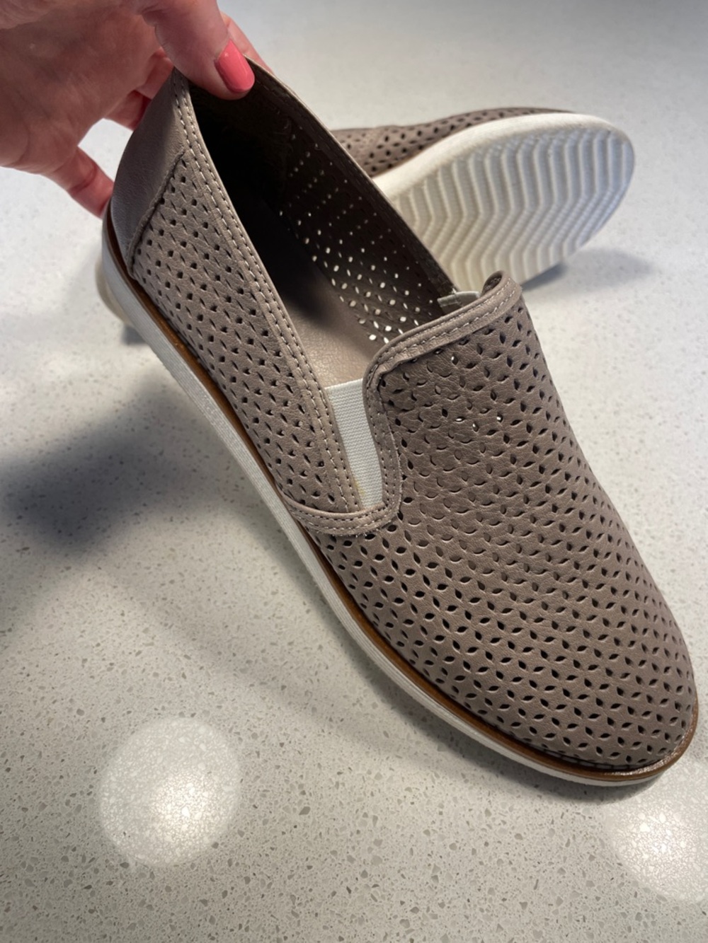 Bueno Taupe Perforated Slip-On Loafers